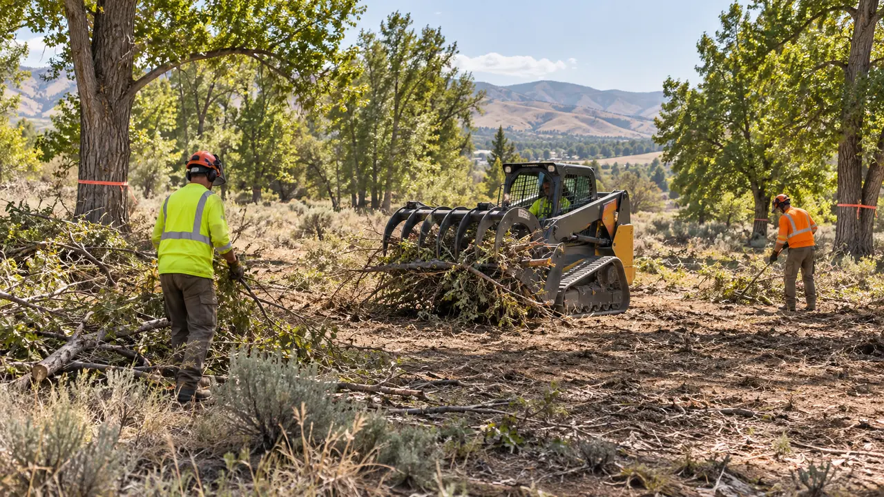 Representative view of professional brush removal and selective lot clearing